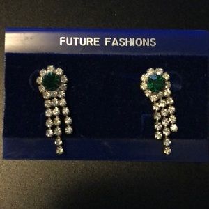 Future Fashions Emerald and Crystal Earrings